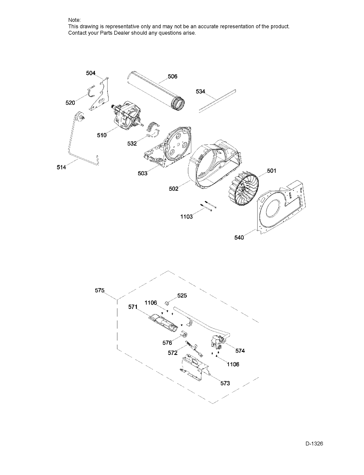 BLOWER & DRIVE  & BURNER Diagram and Parts List for GTD42GAMJ1WW  General Electric Dryer