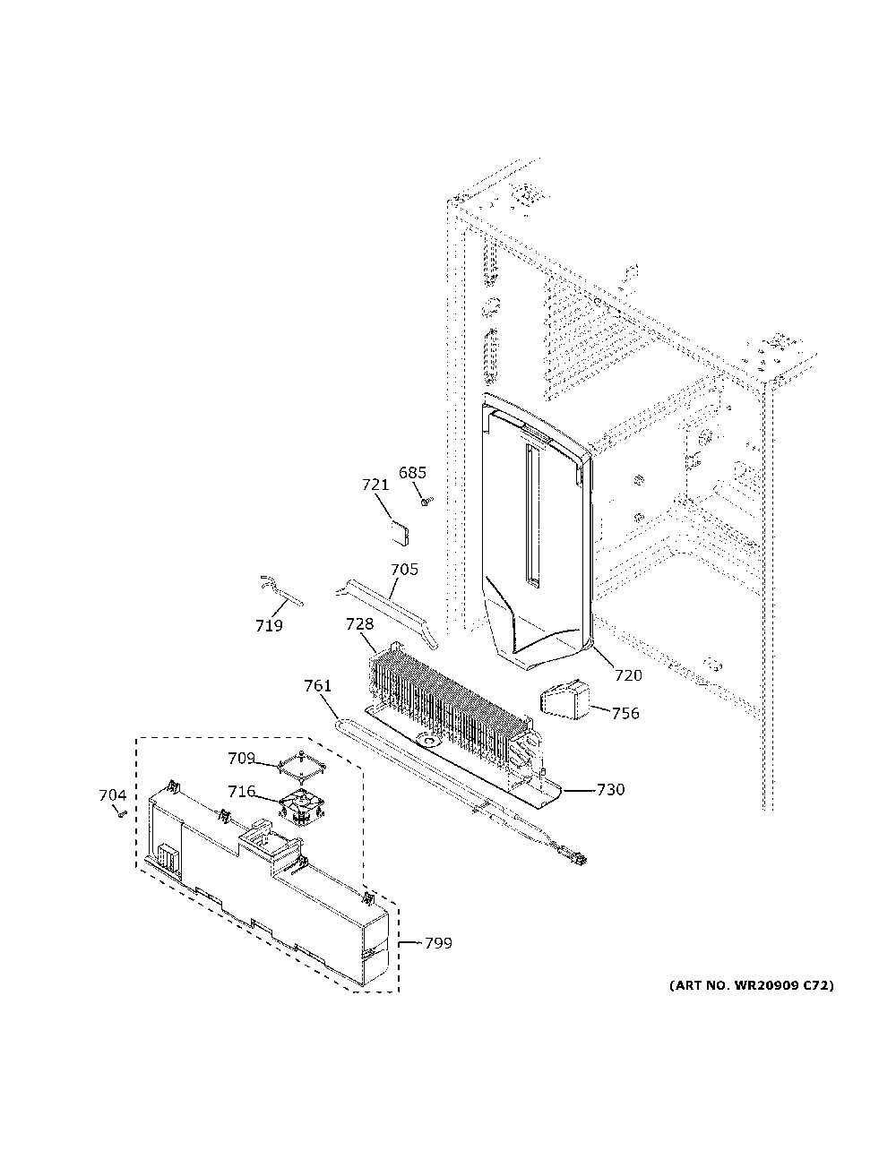 Fresh food section Diagram and Parts List for PYE22KYNDFS  General Electric Refrigerator