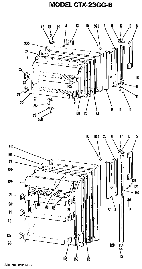 Doors Diagram and Parts List for CTX23GGB  Hotpoint Refrigerator