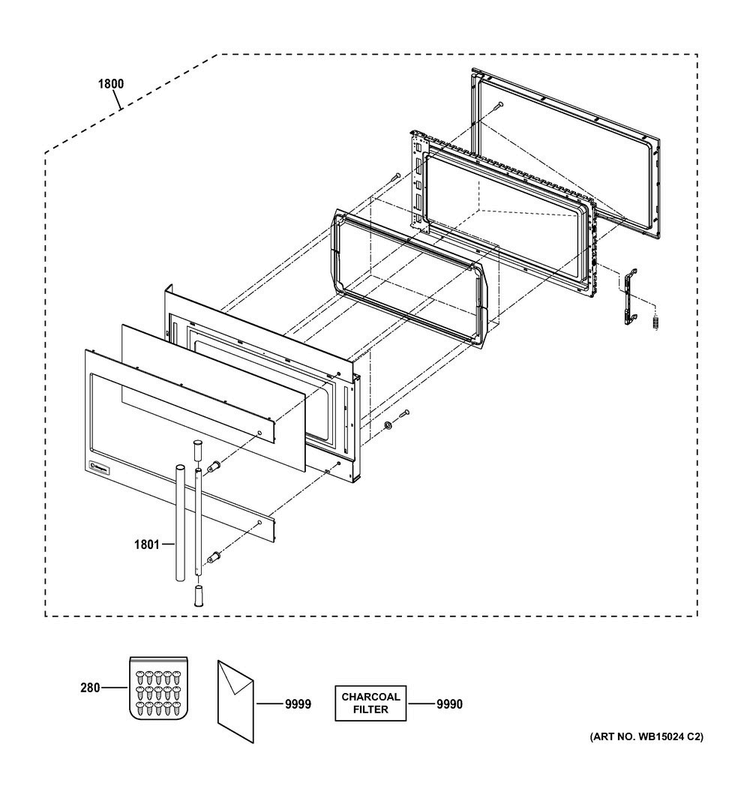 Door Parts Diagram and Parts List for ZSA1202J2SS  General Electric Microwave