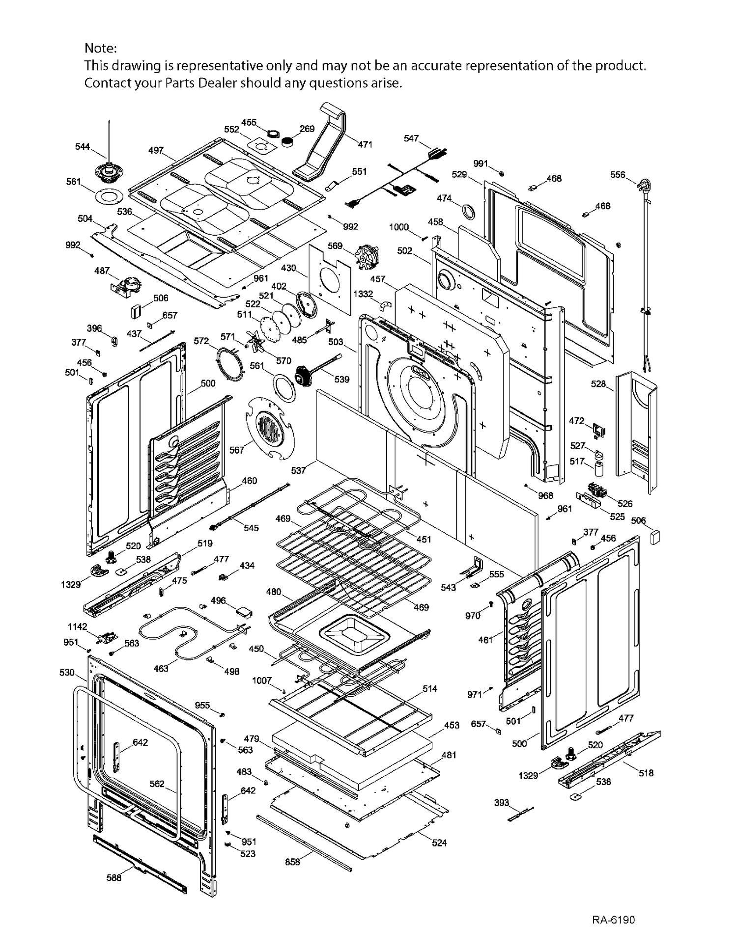 BODY PARTS Diagram and Parts List for PCB940EK1ES  General Electric Range