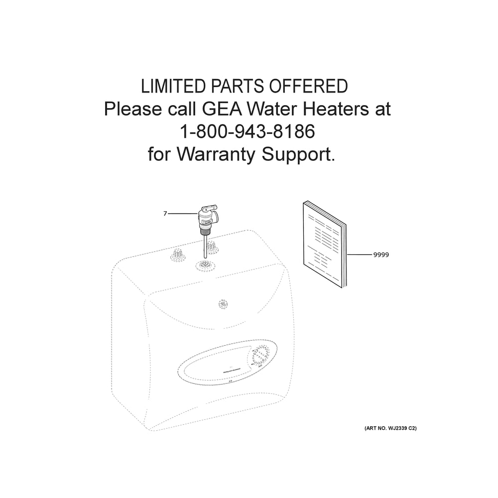 Water Heater Diagram and Parts List for GE02P08BAW01  General Electric Water Heater