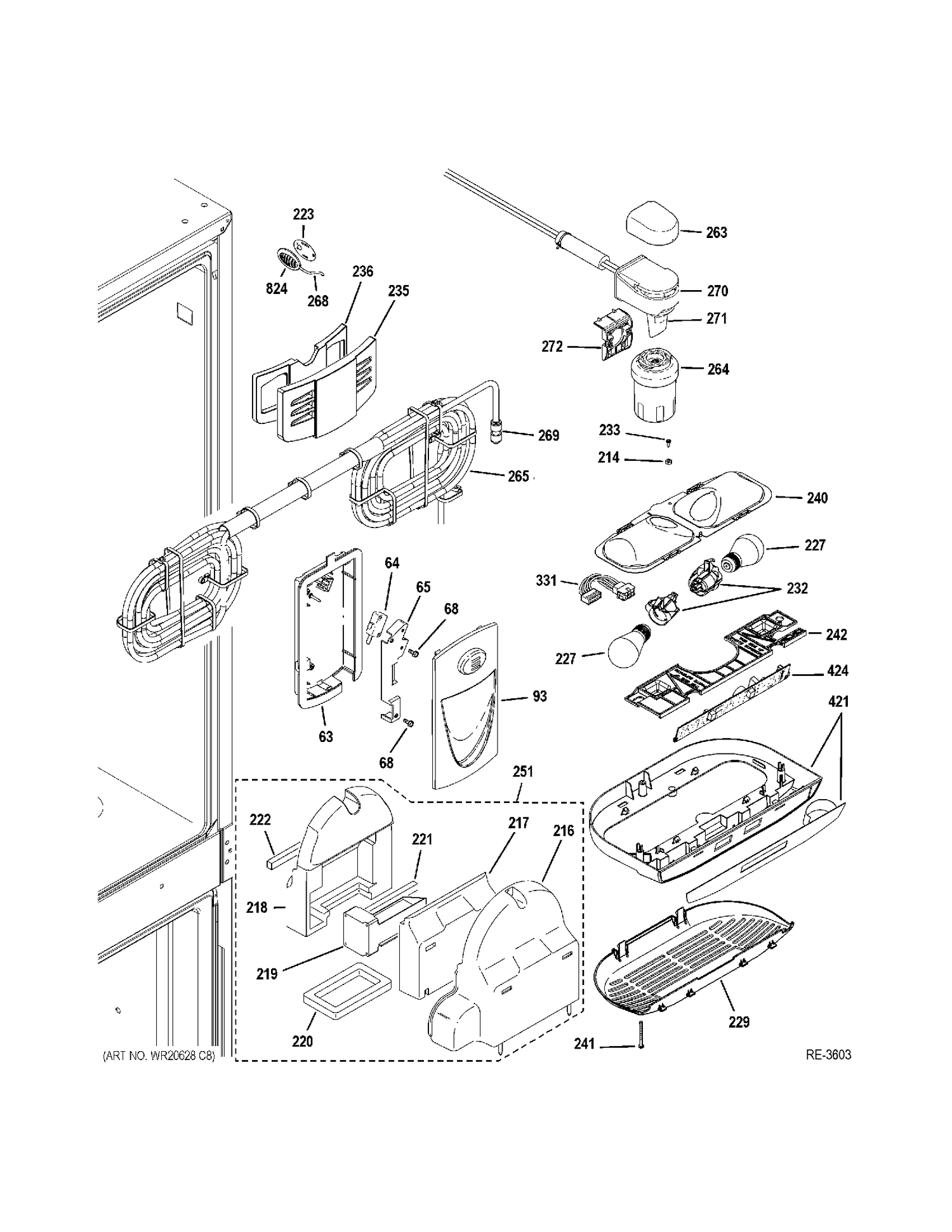 FF SECTION Diagram and Parts List for ZFGB21HYDSS  General Electric Refrigerator