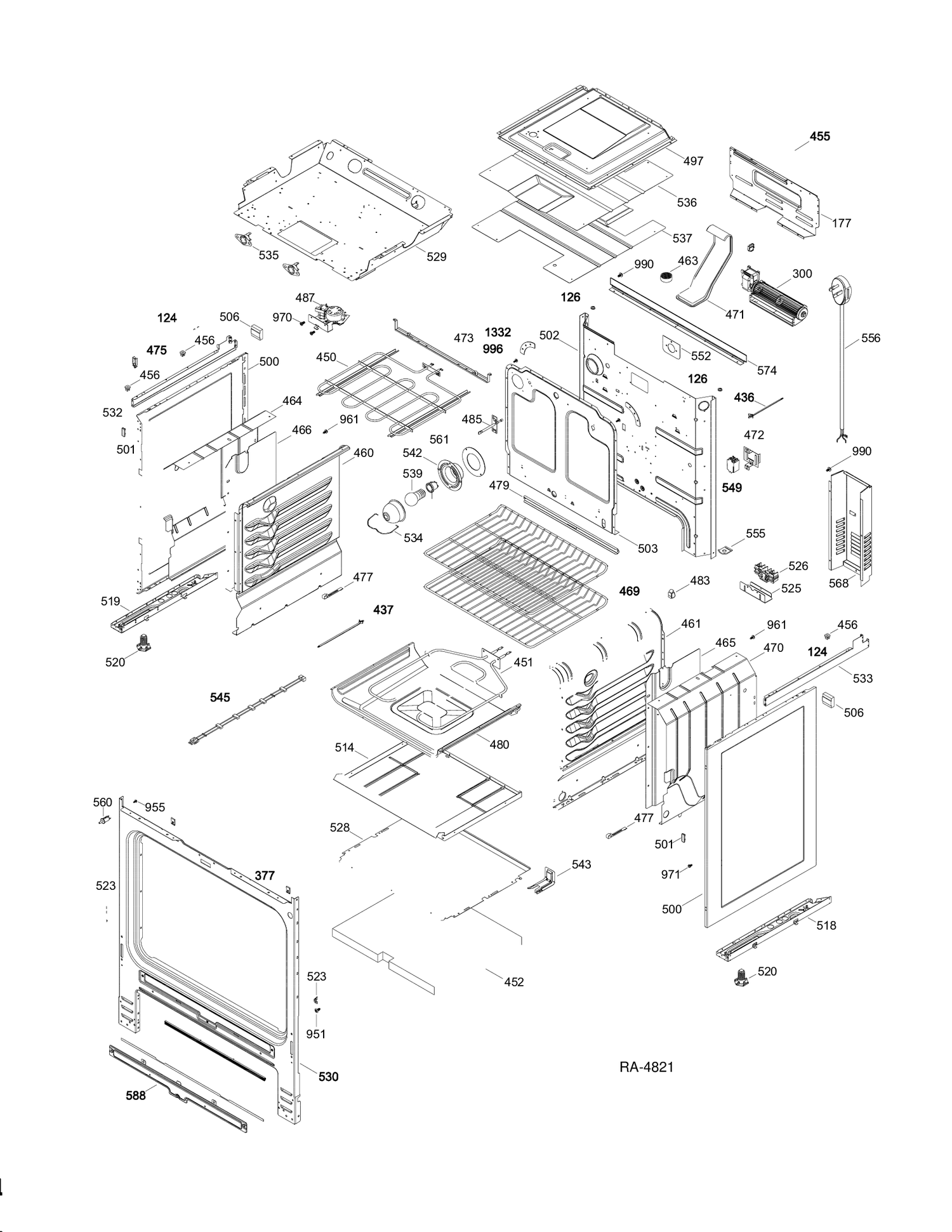 BODY PARTS Diagram and Parts List for JCSP42DR2WW  General Electric Range