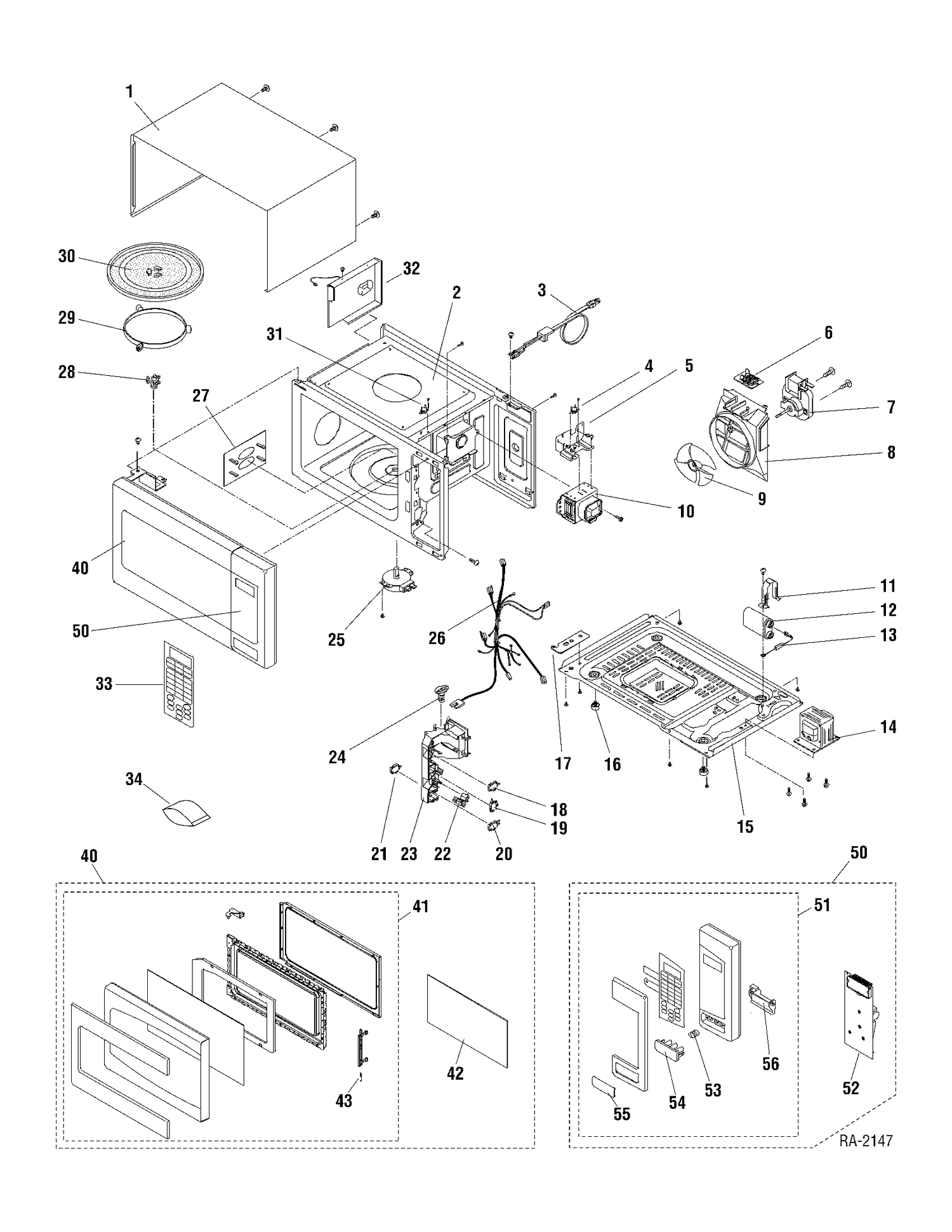 MICROWAVE Diagram and Parts List for ZE2160SFC01  General Electric Microwave