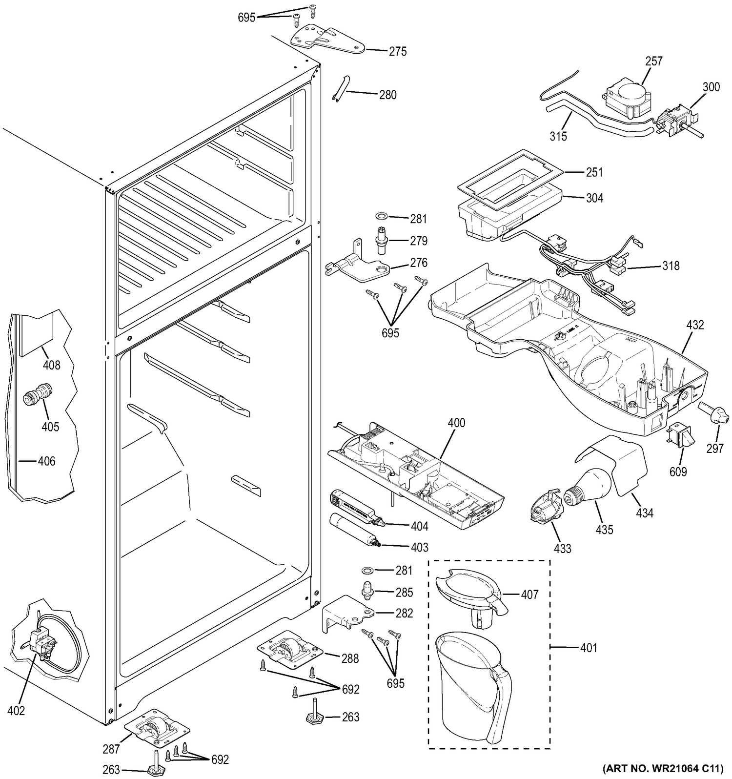 FRESH FOOD SECTION Diagram and Parts List for GAS18PSJFRSS  General Electric Refrigerator