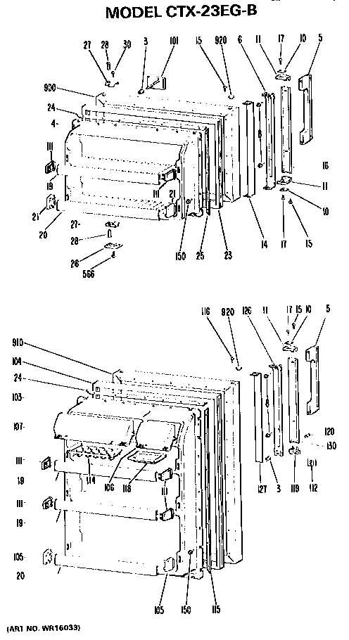 Doors Diagram and Parts List for CTX23EGB  Hotpoint Refrigerator