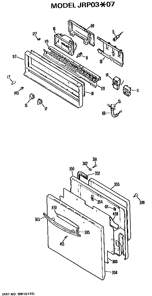 Controls/door Diagram and Parts List for JRP03*07  General Electric Wall Oven