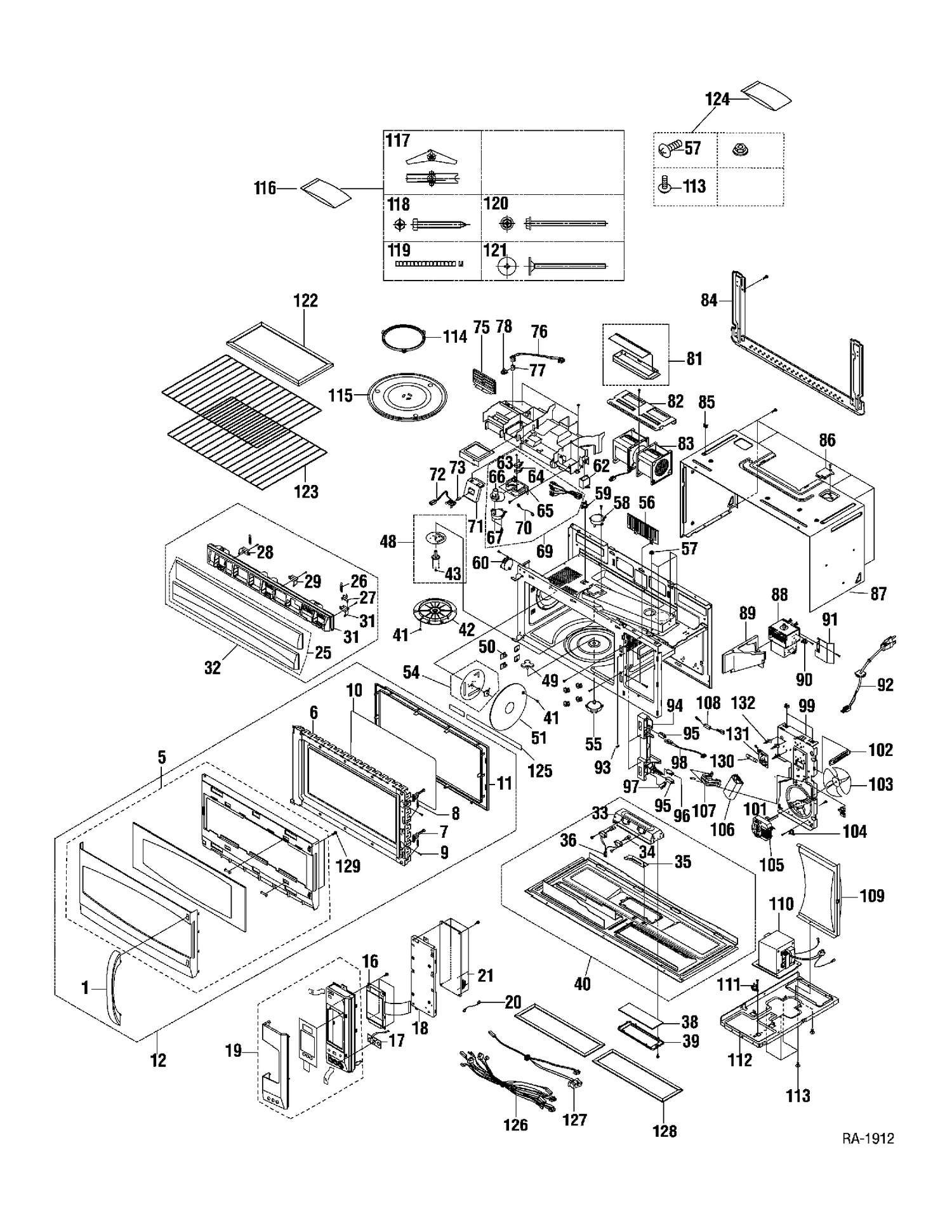 MICROWAVE Diagram and Parts List for JVM2070SKC01  General Electric Microwave