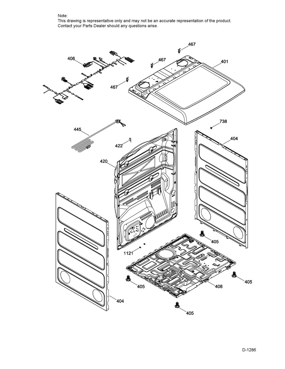 Structure Diagram and Parts List for GTMP280GD5WW  General Electric Dryer