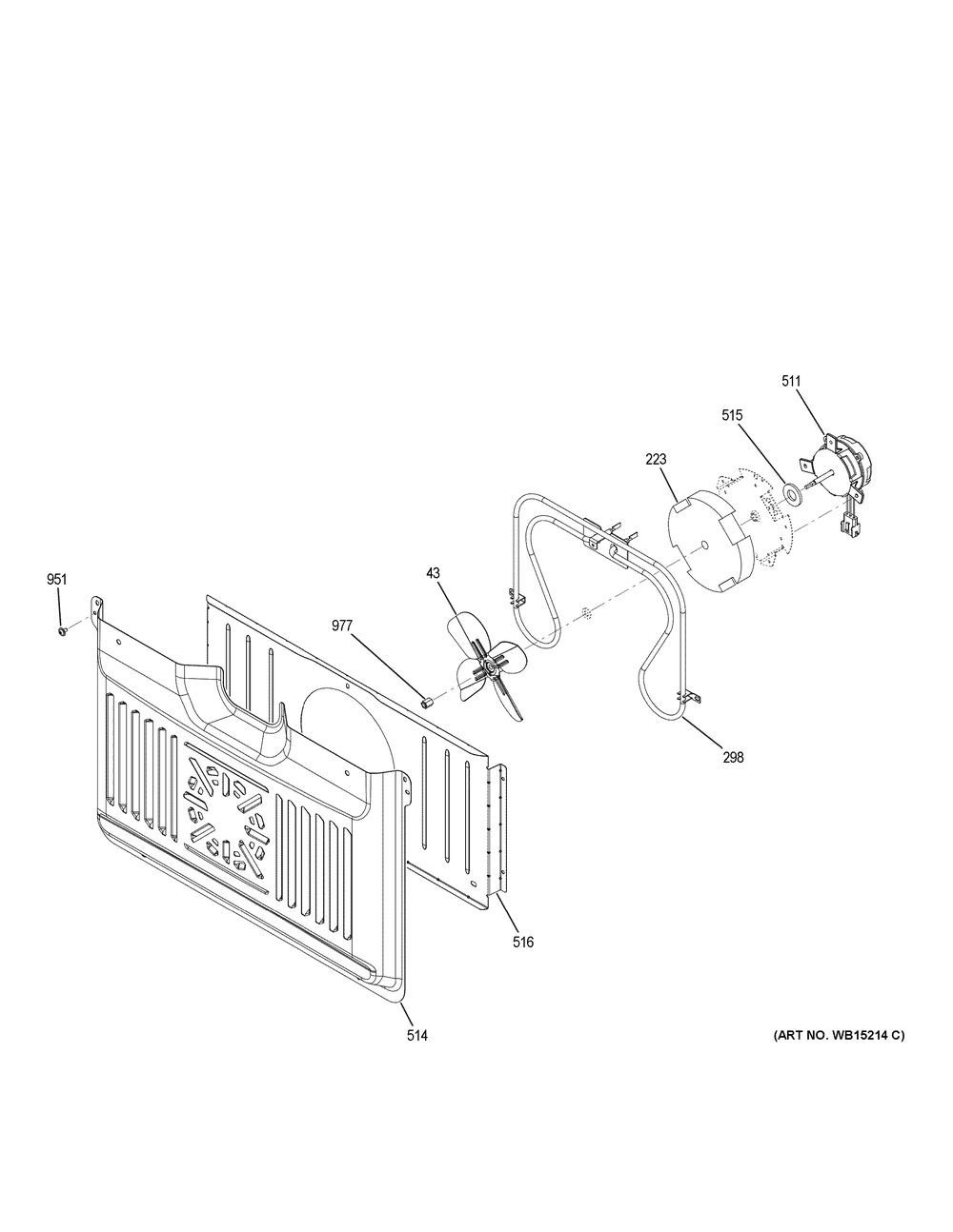 Convection Fan Diagram and Parts List for CKD70DP2N4S1  General Electric Wall Oven