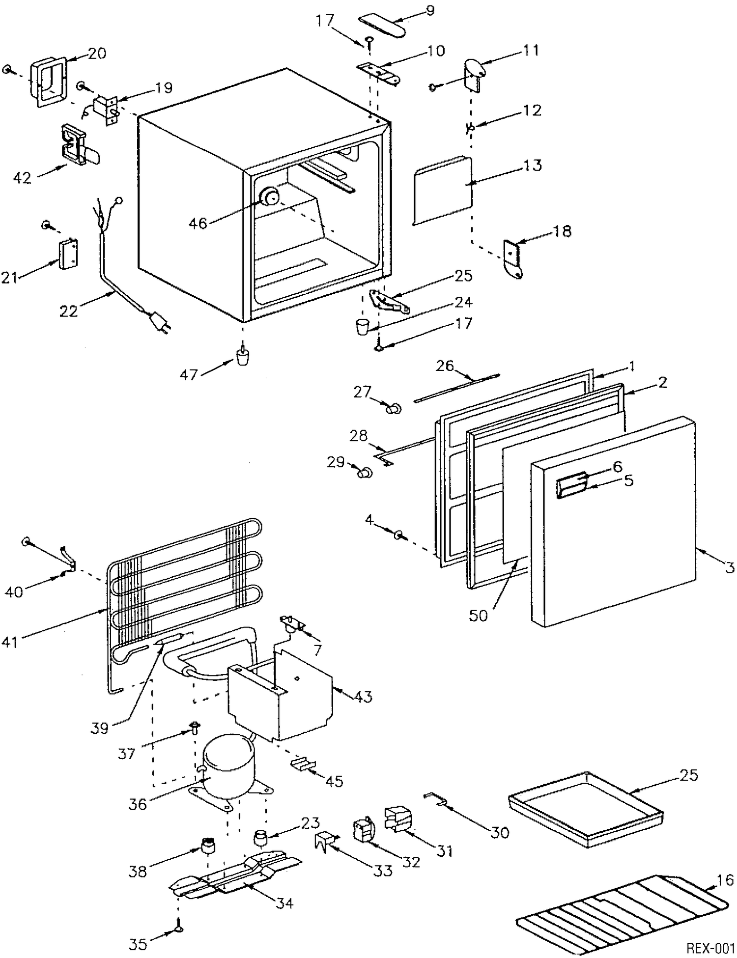 UNIT PARTS Diagram and Parts List for TAC2SNTW  General Electric Refrigerator