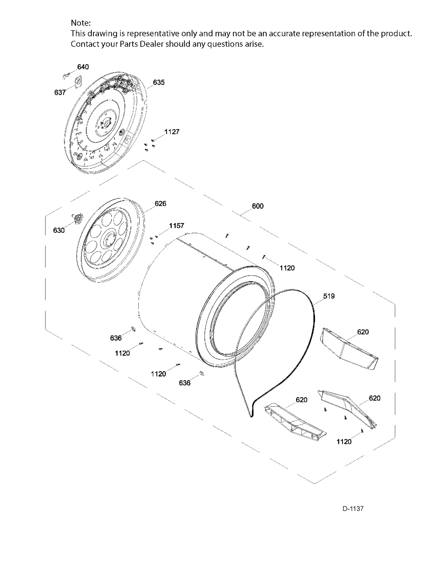 DRUM ASM Diagram and Parts List for PSKS333EB5WW  General Electric Dryer