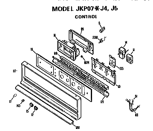 Control Diagram and Parts List for JKP07J5  General Electric Wall Oven