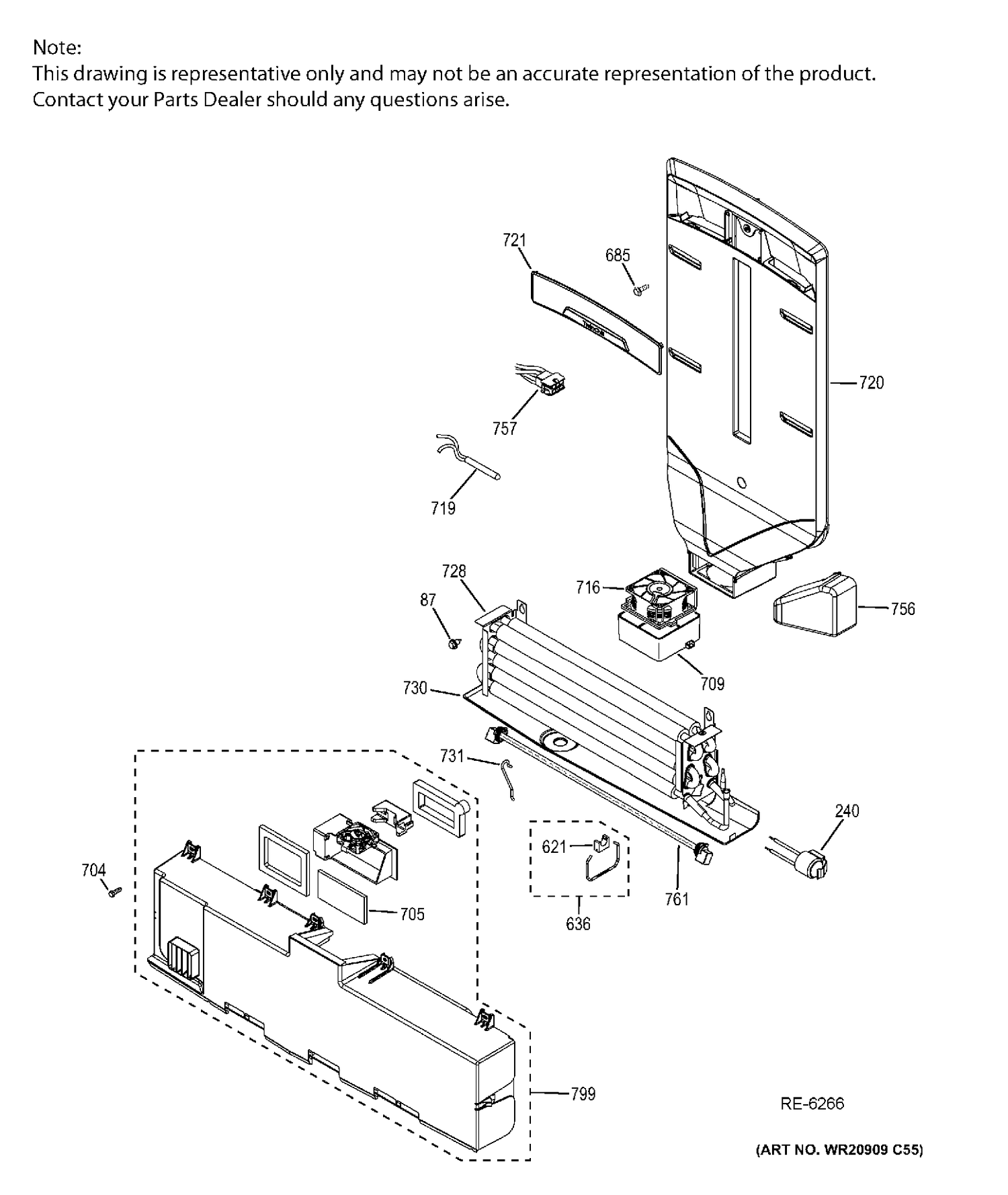 FF SECTION Diagram and Parts List for PYE22PMKBES  General Electric Refrigerator