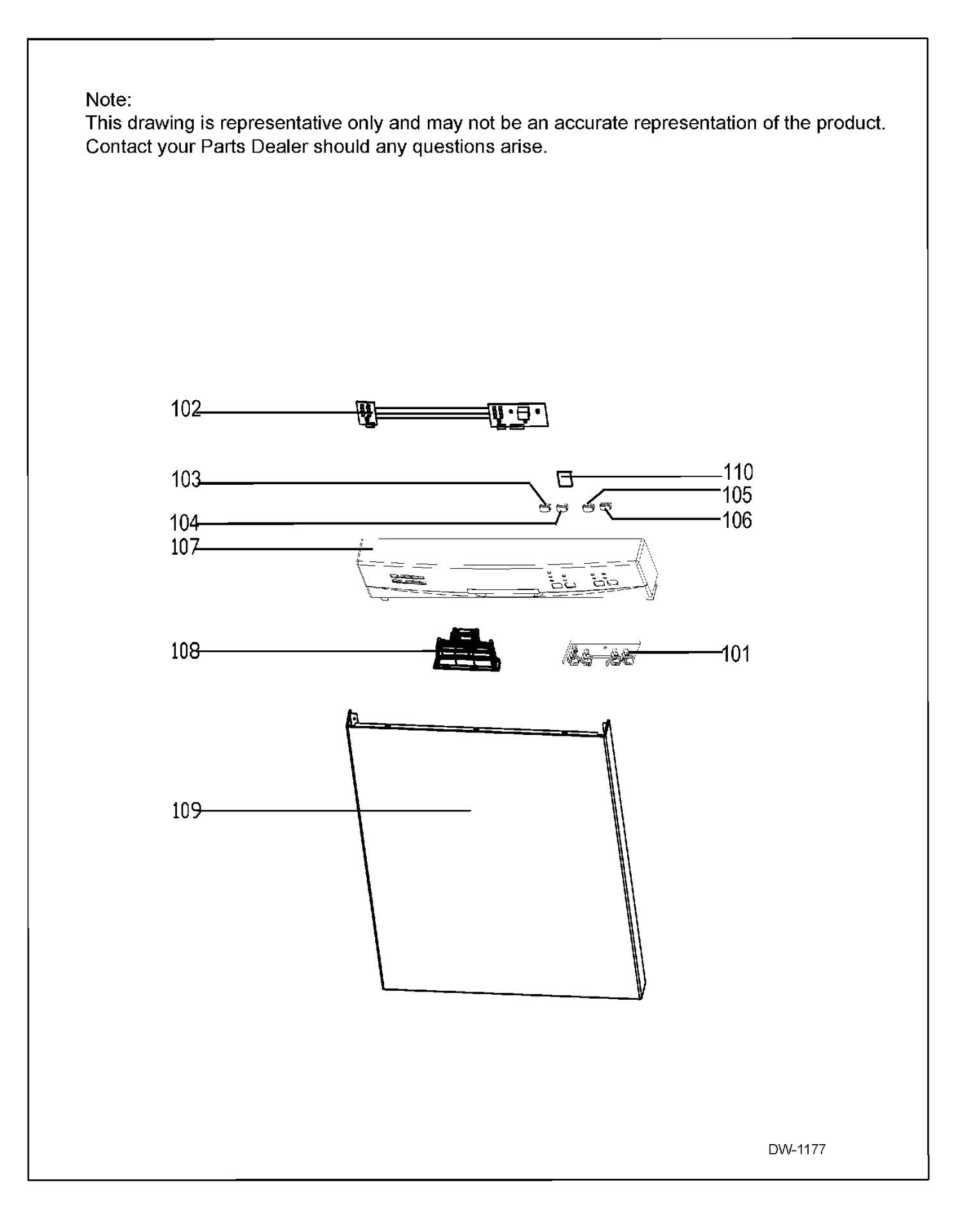 ESCUTCHEON & DOOR ASM Diagram and Parts List for GDF630SGK0WW  General Electric Dishwasher