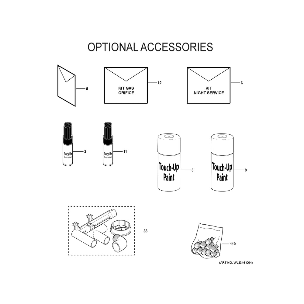Optional Accessories Diagram and Parts List for NF96D070V4B03  General Electric Furnace