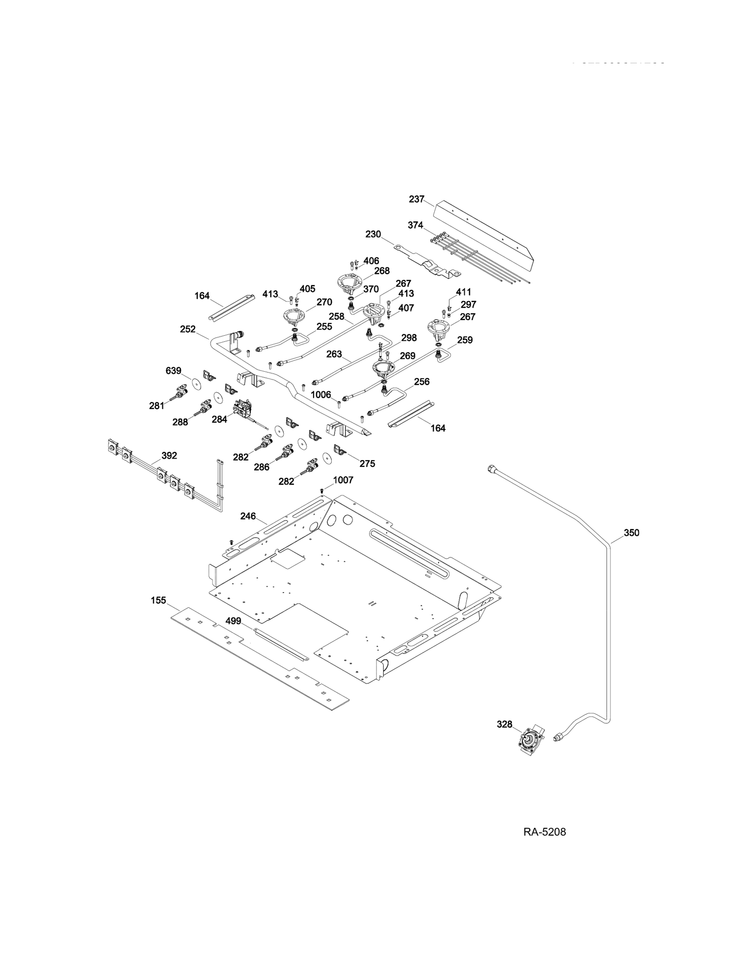 GAS & BURNER PARTS Diagram and Parts List for PC2B930SET2SS  General Electric Range
