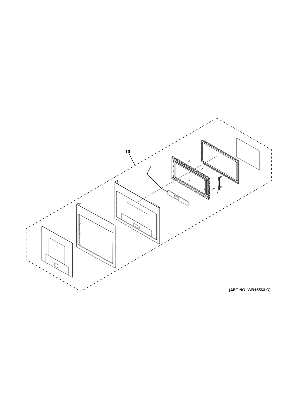 Door Parts Diagram and Parts List for HMV1472BHS  General Electric Microwave