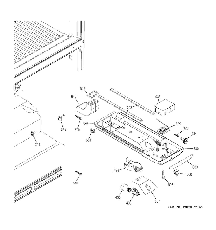 Fresh Food Section Diagram and Parts List for GTH20SBBASS  General Electric Refrigerator