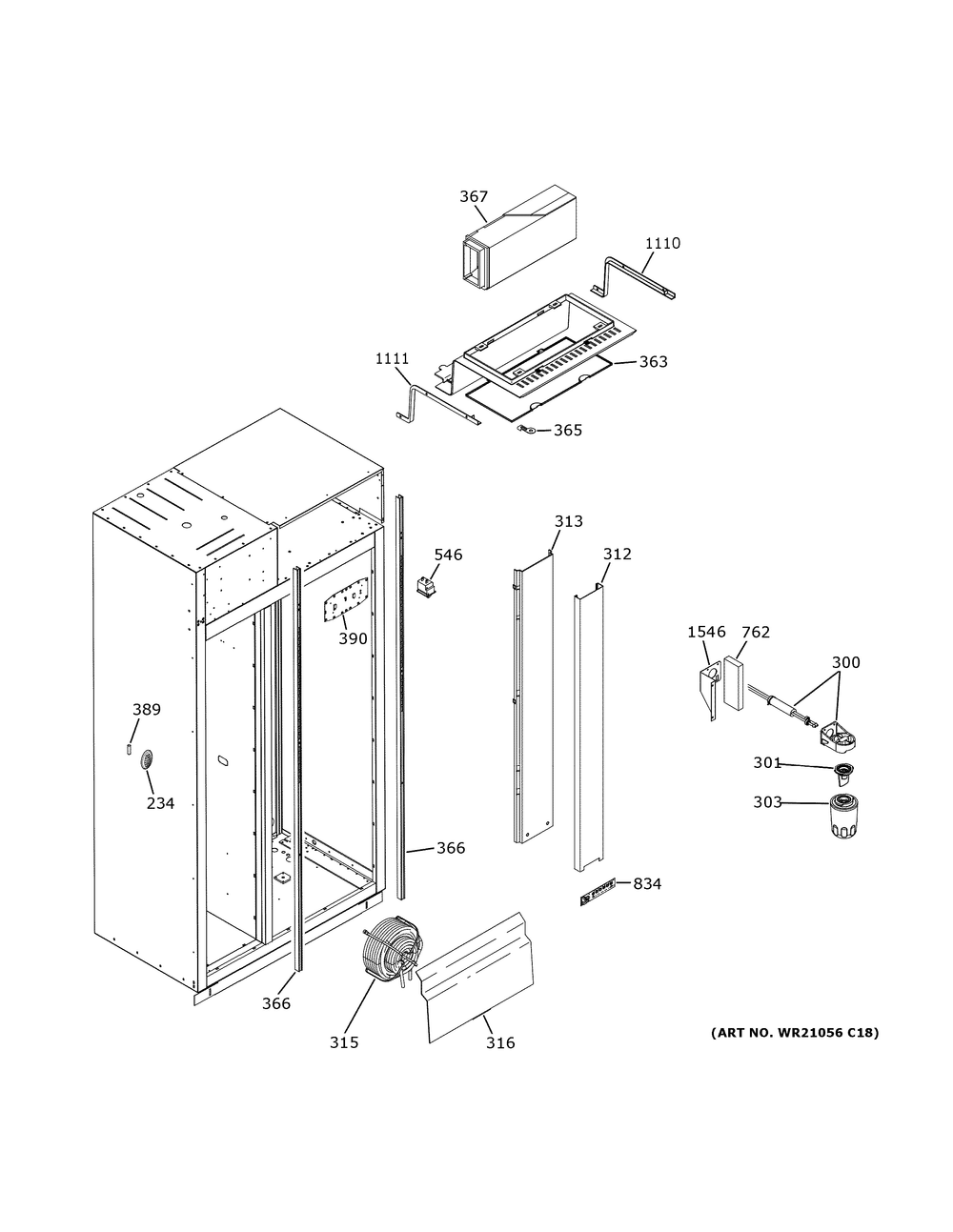Fresh Food Section Diagram and Parts List for PSB42YSNMSS  General Electric Refrigerator