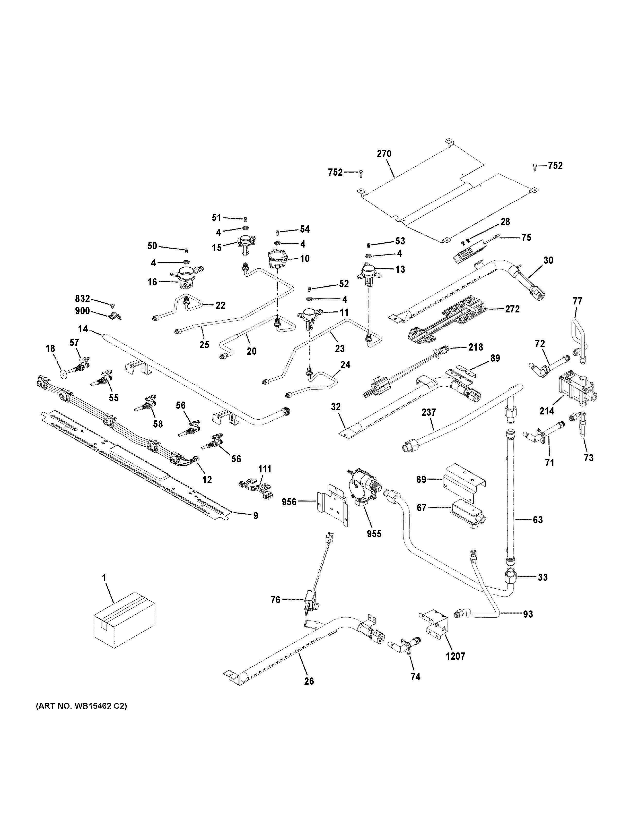 GAS BURNER PARTS Diagram and Parts List for JGB860DEJ6BB  General Electric Range