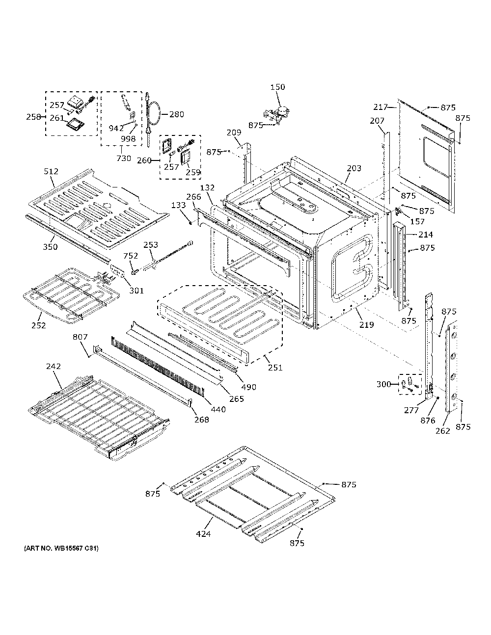 Body Parts Diagram and Parts List for CTS90DP4N2W2  General Electric Wall Oven