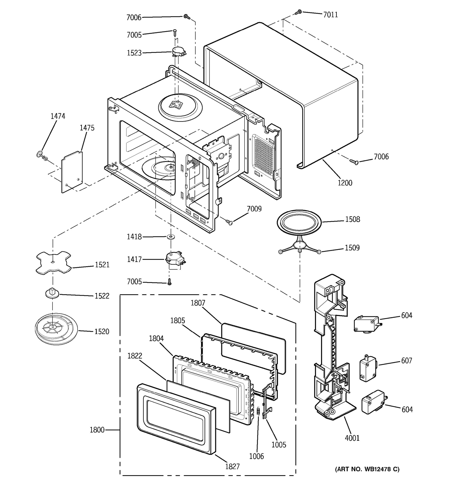 OVEN, DOOR & LATCH BOARD PARTS Diagram and Parts List for CPLMB186KCB  General Electric Air Conditioner