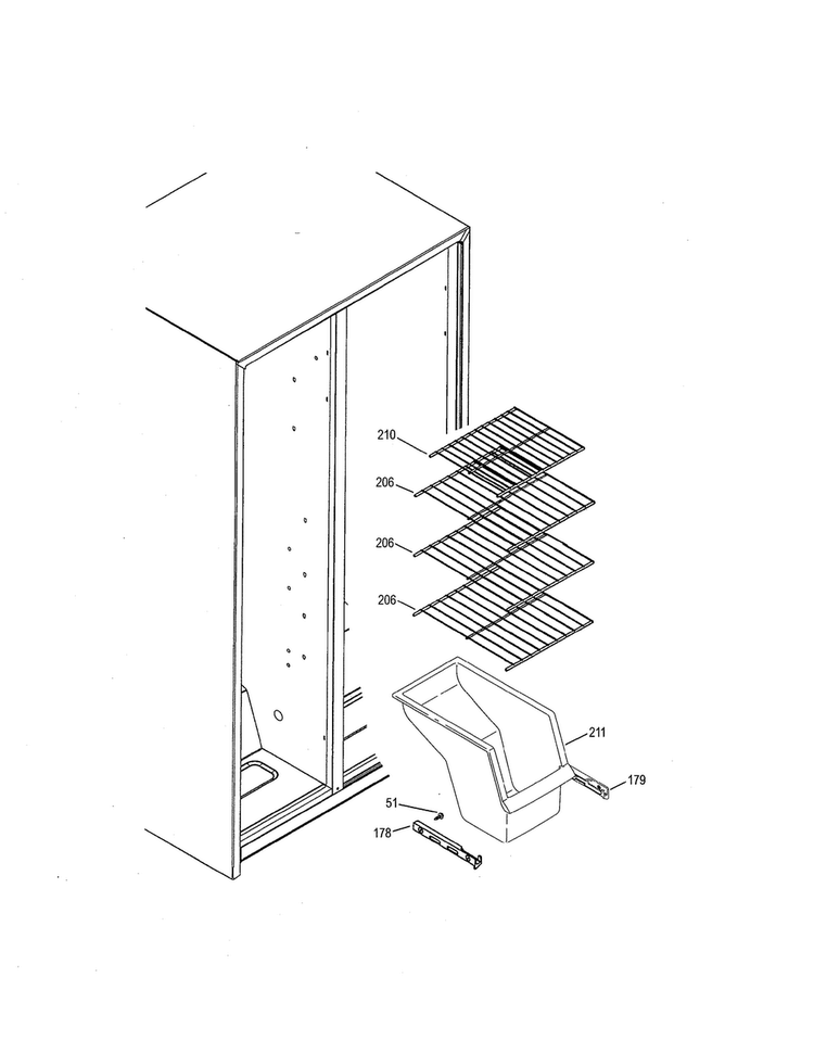 Freezer Shelves Diagram and Parts List for GSH25JGDDBB  General Electric Refrigerator