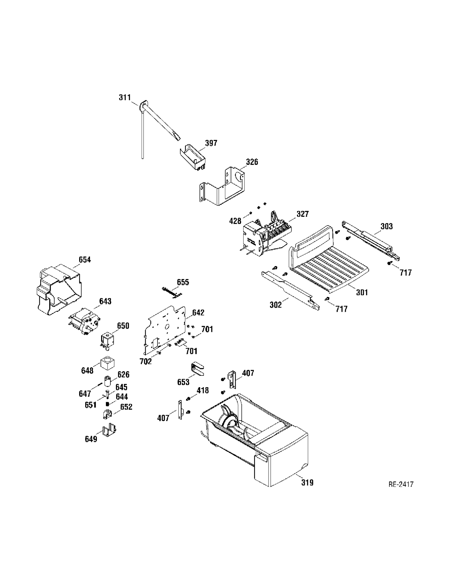 ICE MAKER Diagram and Parts List for GLR23UGTABS  General Electric Refrigerator
