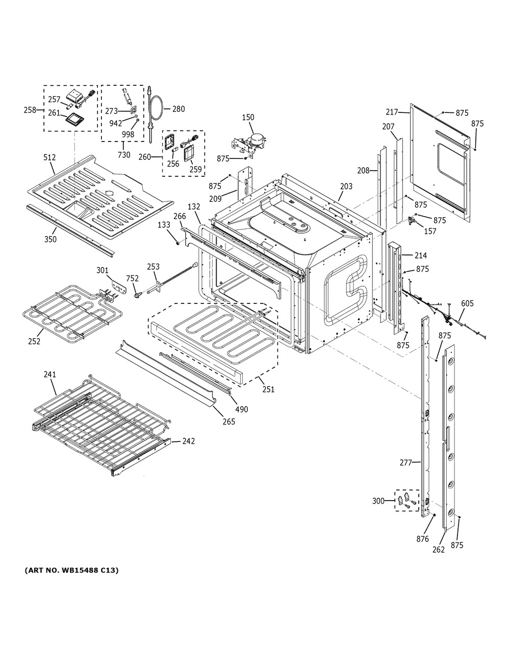 Upper Oven Diagram and Parts List for CTD70DP2N1S1  General Electric Range