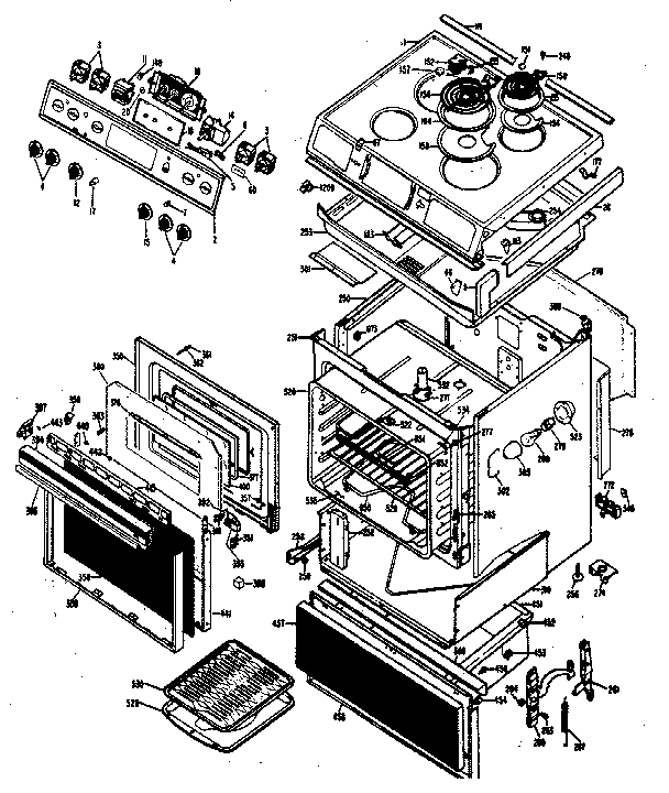 Body Section Diagram and Parts List for JSC27G0J3  General Electric Range