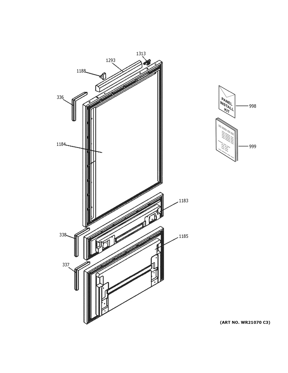 Doors Diagram and Parts List for ZIK30GNNAII  General Electric Refrigerator