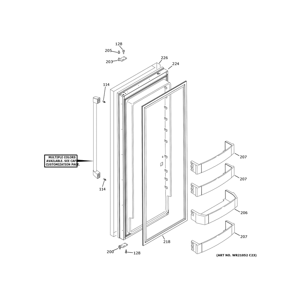 Fresh Food Door Diagram and Parts List for CSB48YP2NMS1  General Electric Refrigerator