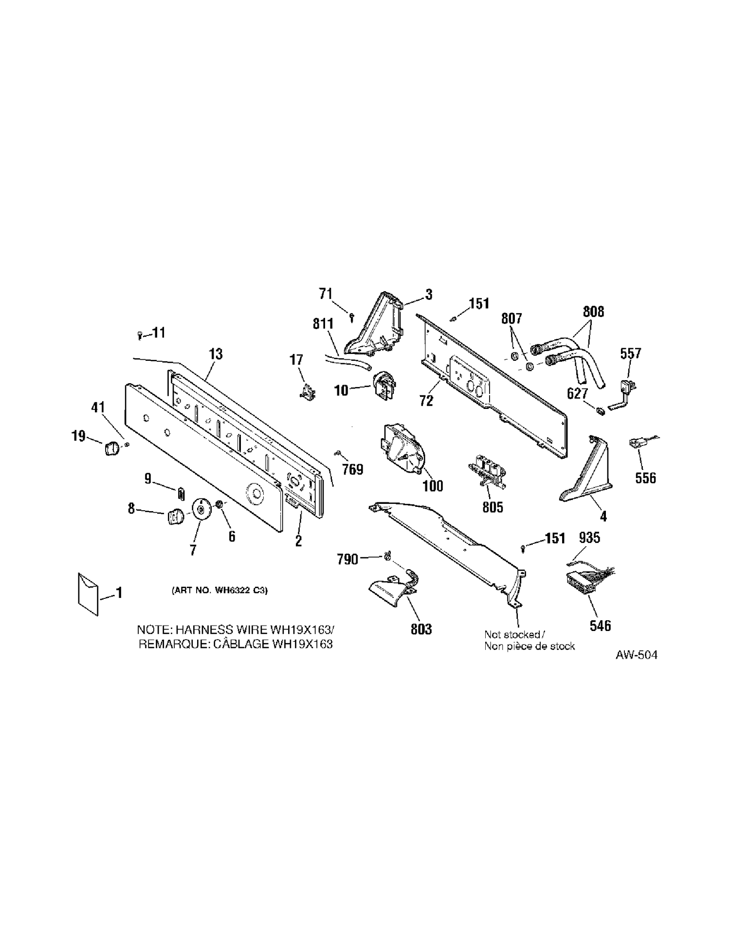 CONTROL PANEL Diagram and Parts List for GJSR3140D5WW  General Electric Washer