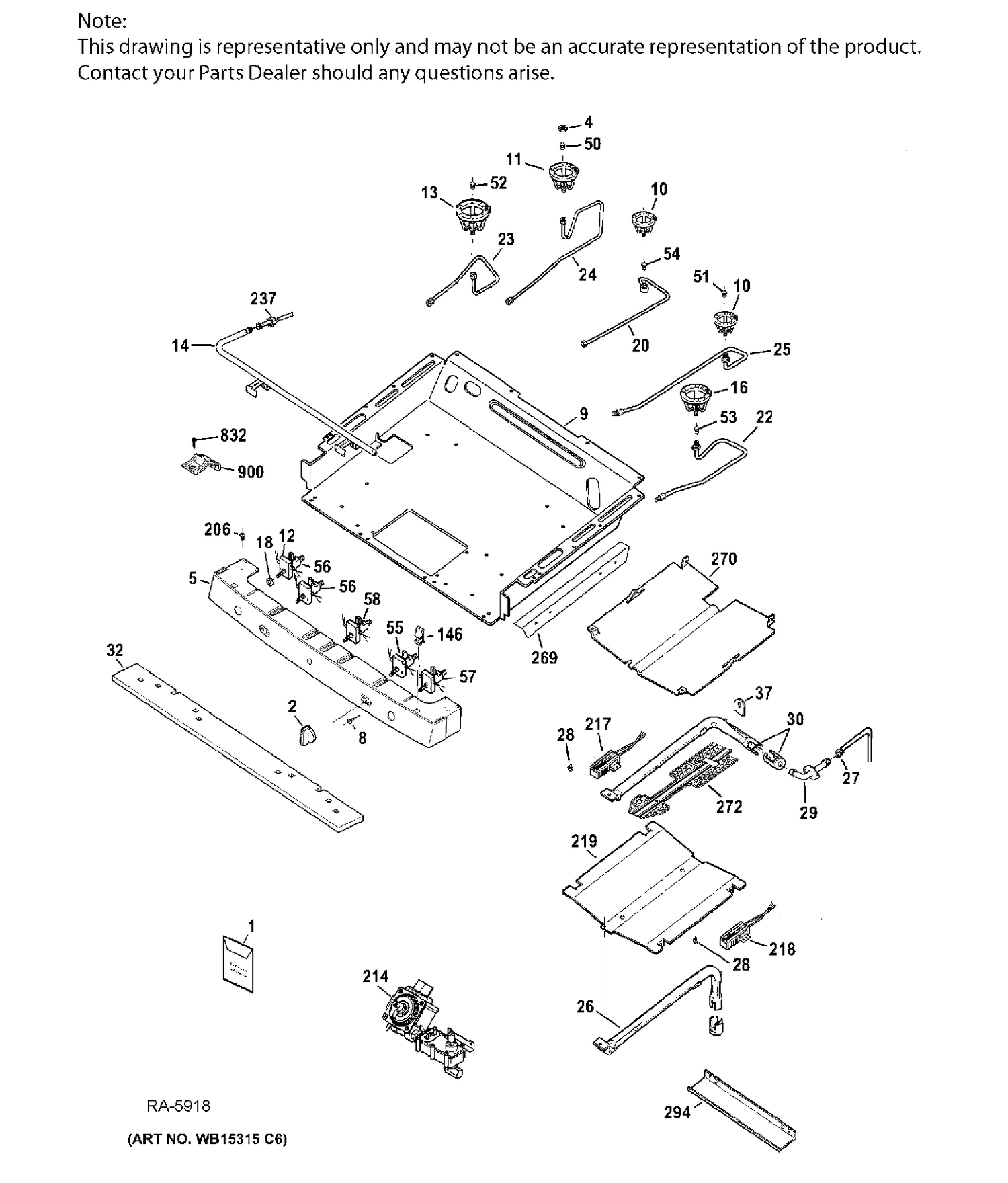 GAS & BURNER PARTS Diagram and Parts List for JCGB650SEF3SS  General Electric Range