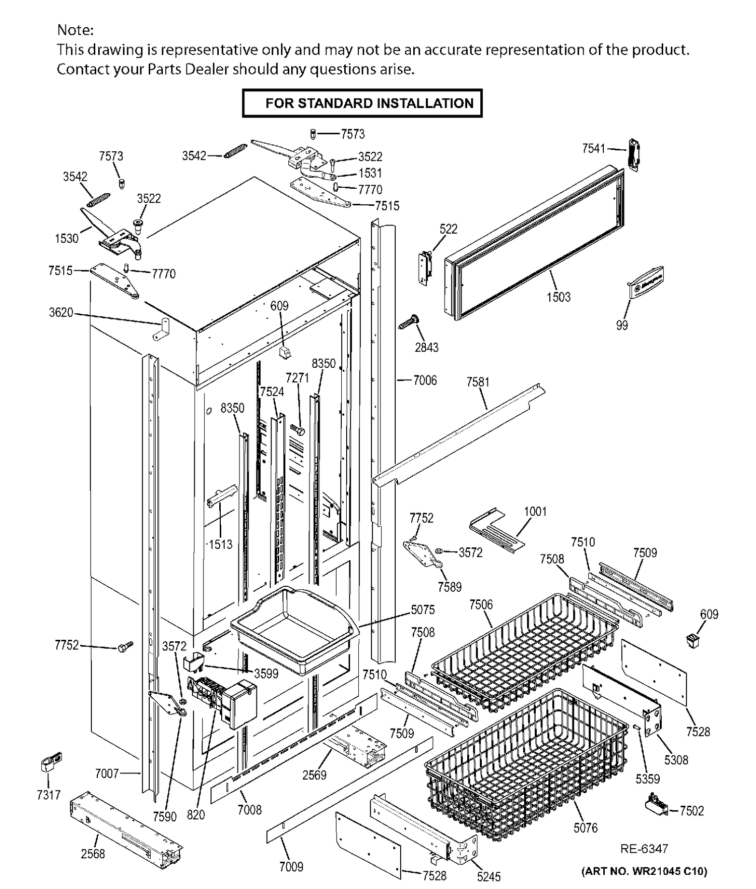 CABINET Diagram and Parts List for ZIP360NHA  General Electric Refrigerator