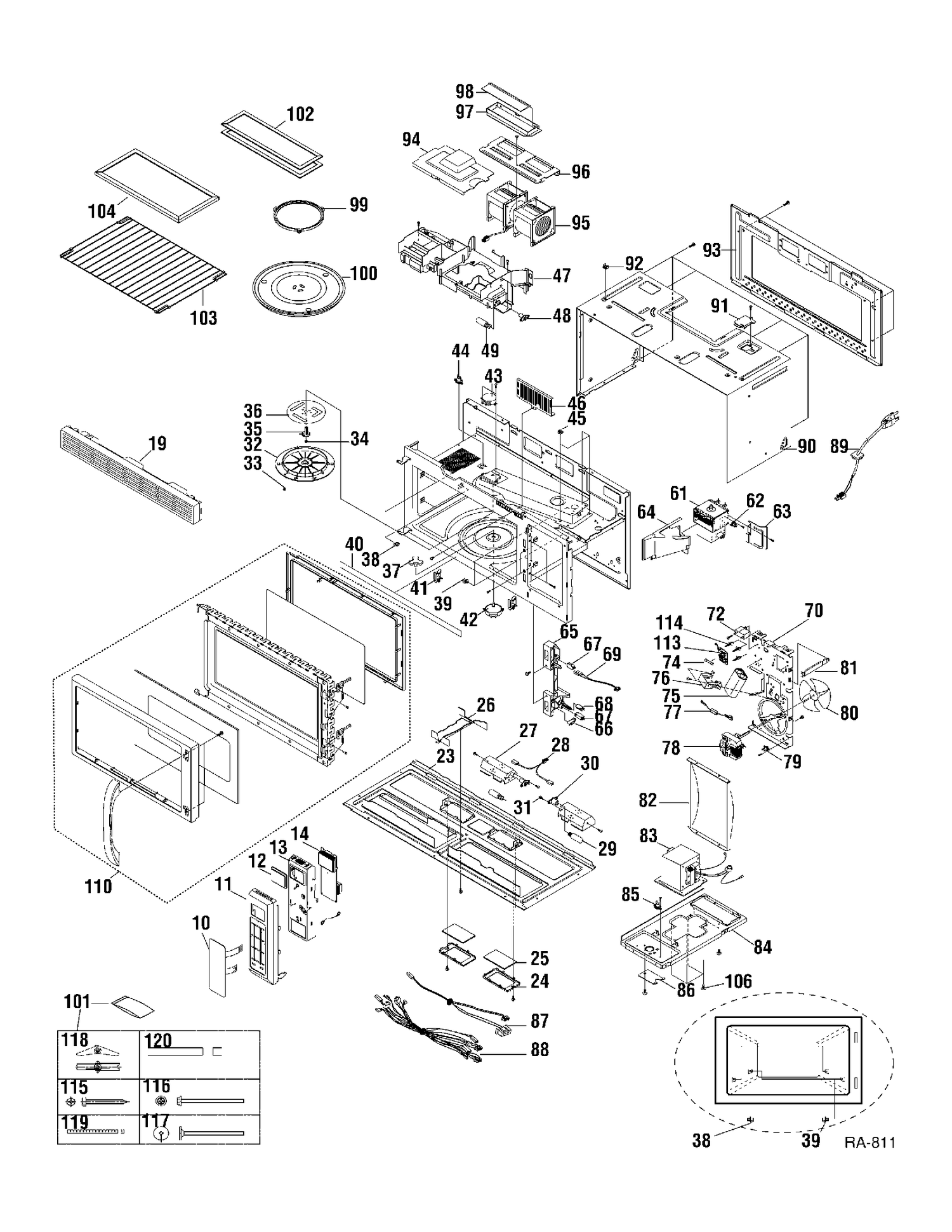 MICROWAVE OVEN Diagram and Parts List for JVM1840WDC01  General Electric Microwave