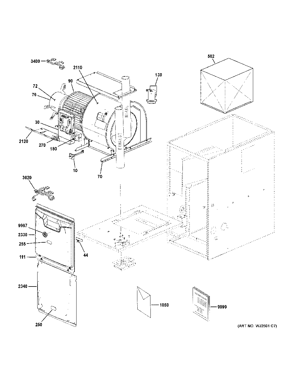 Cabinet Diagram and Parts List for NF97X060V3B02  General Electric Furnace
