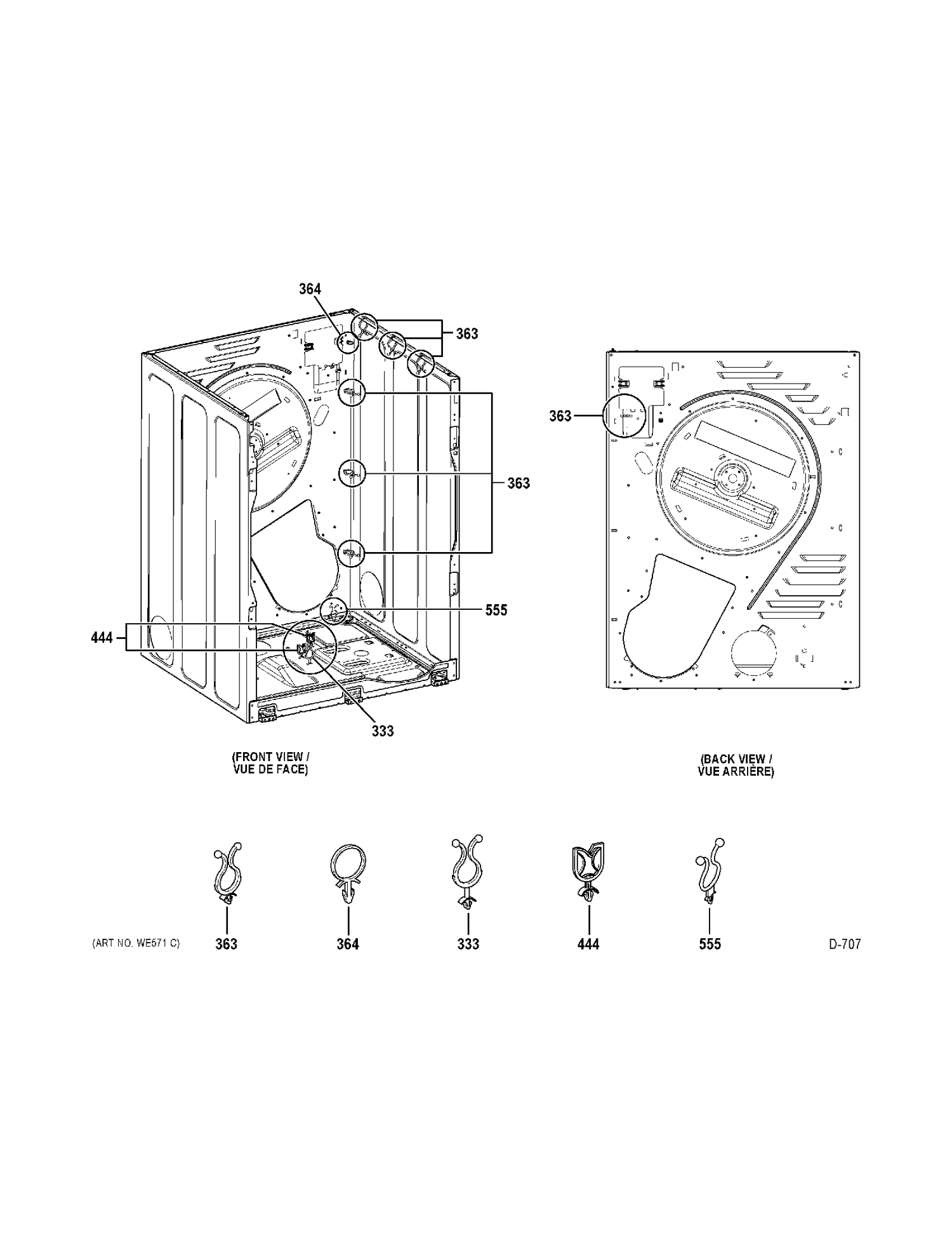 ATTACHING PARTS Diagram and Parts List for PCVH480EK0WW  General Electric Dryer