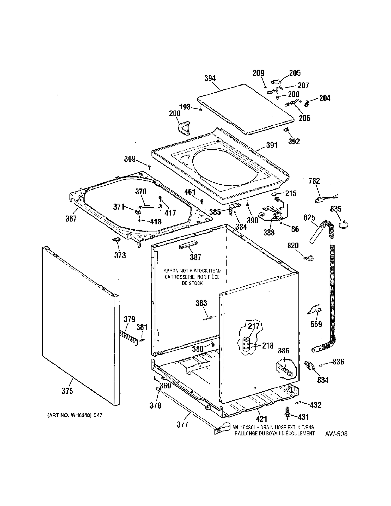 CABINET Diagram and Parts List for GJSRP080D0WW  General Electric Washer