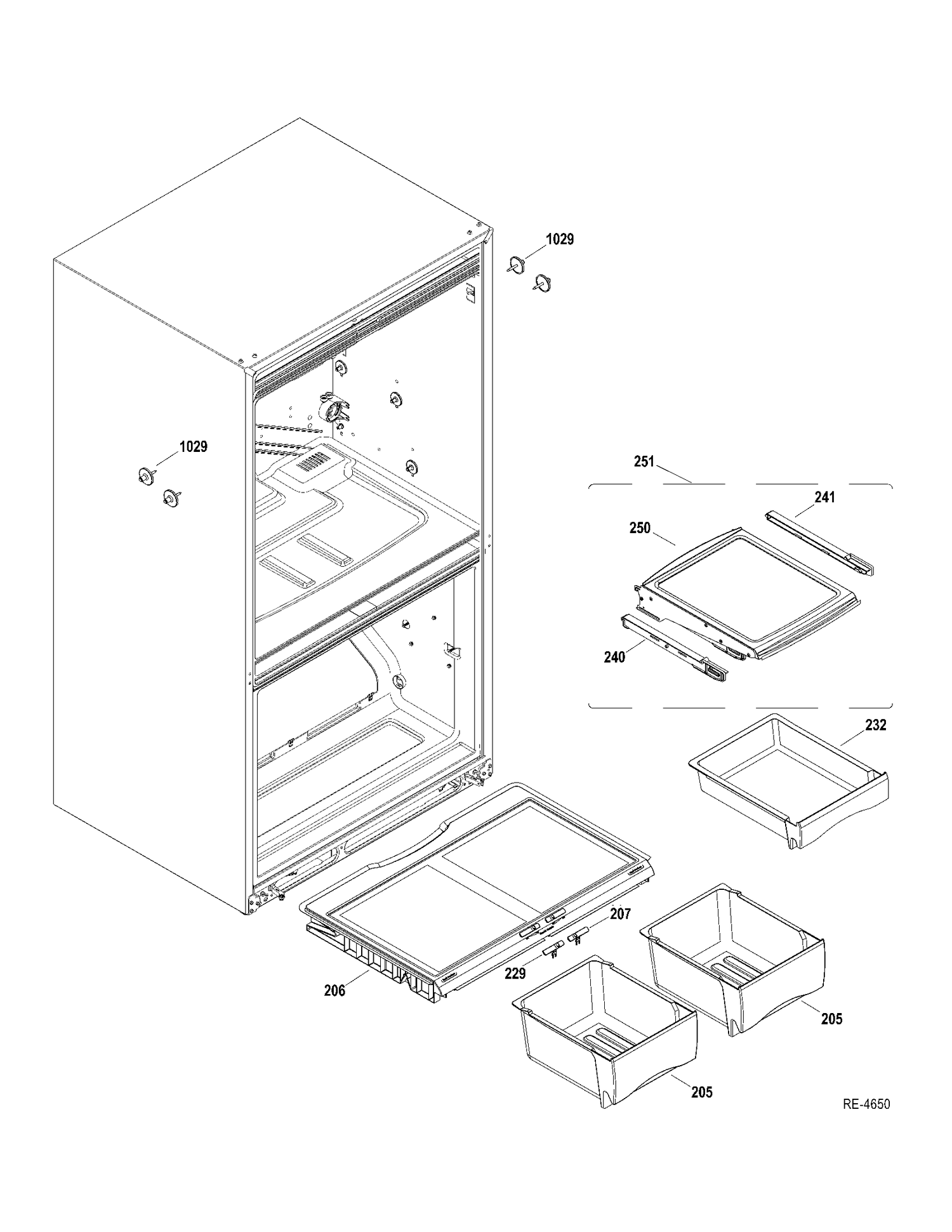 FF SHELVES Diagram and Parts List for GDRL0KBXCRBS  General Electric Refrigerator