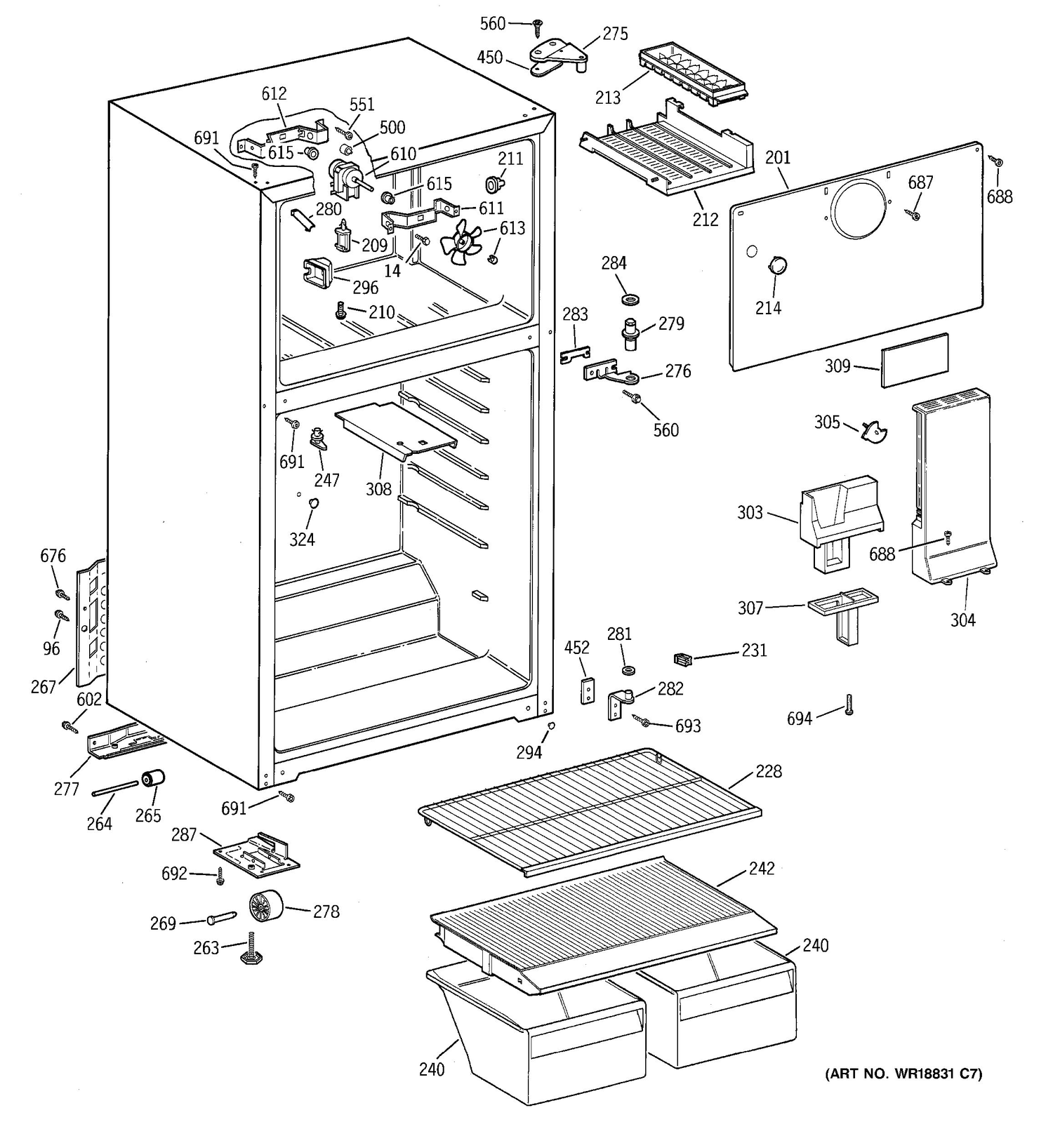 CABINET Diagram and Parts List for RMQ80UB1  General Electric Refrigerator