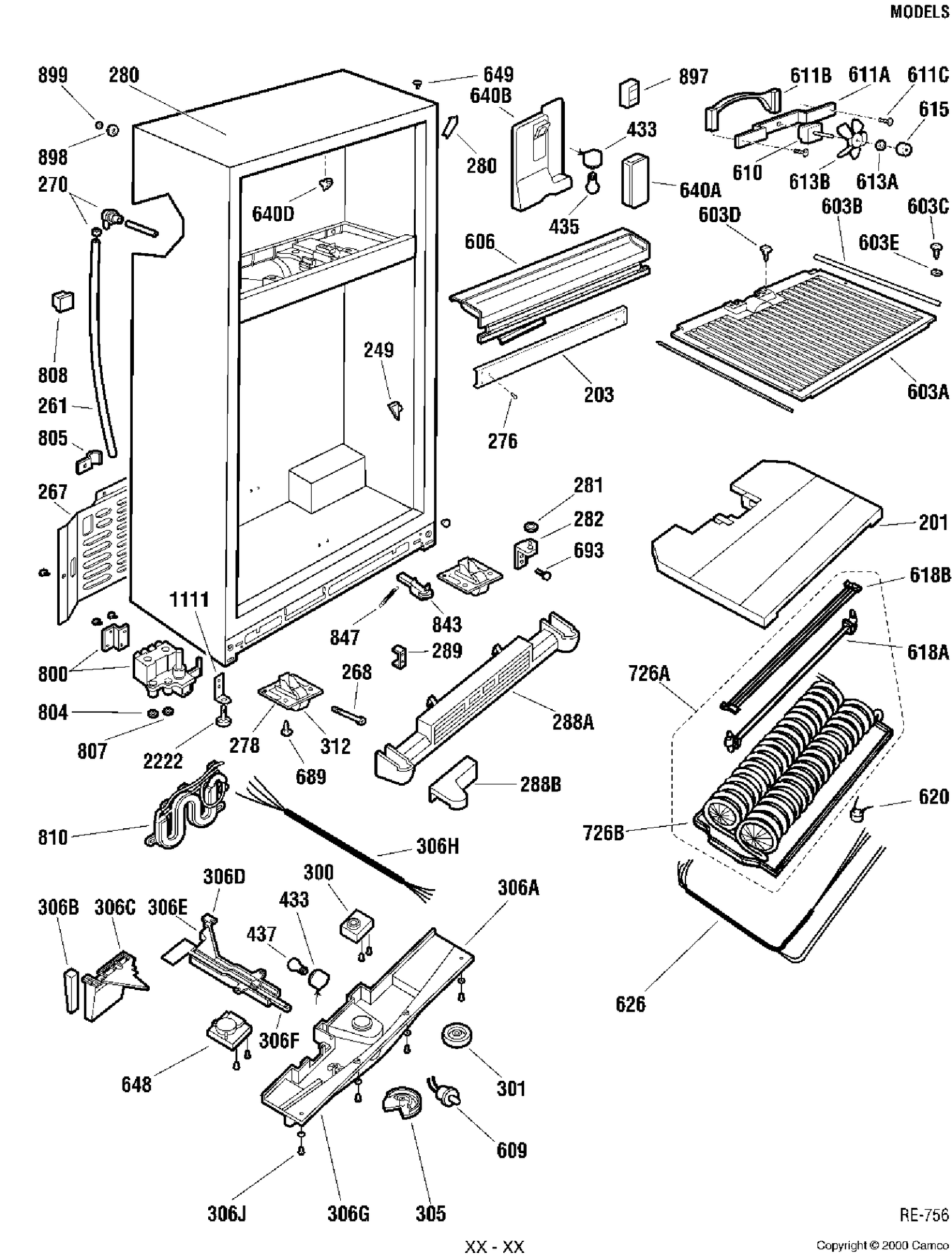SYSTEM GROUP 1 Diagram and Parts List for PTC22LFDARWW  General Electric Refrigerator