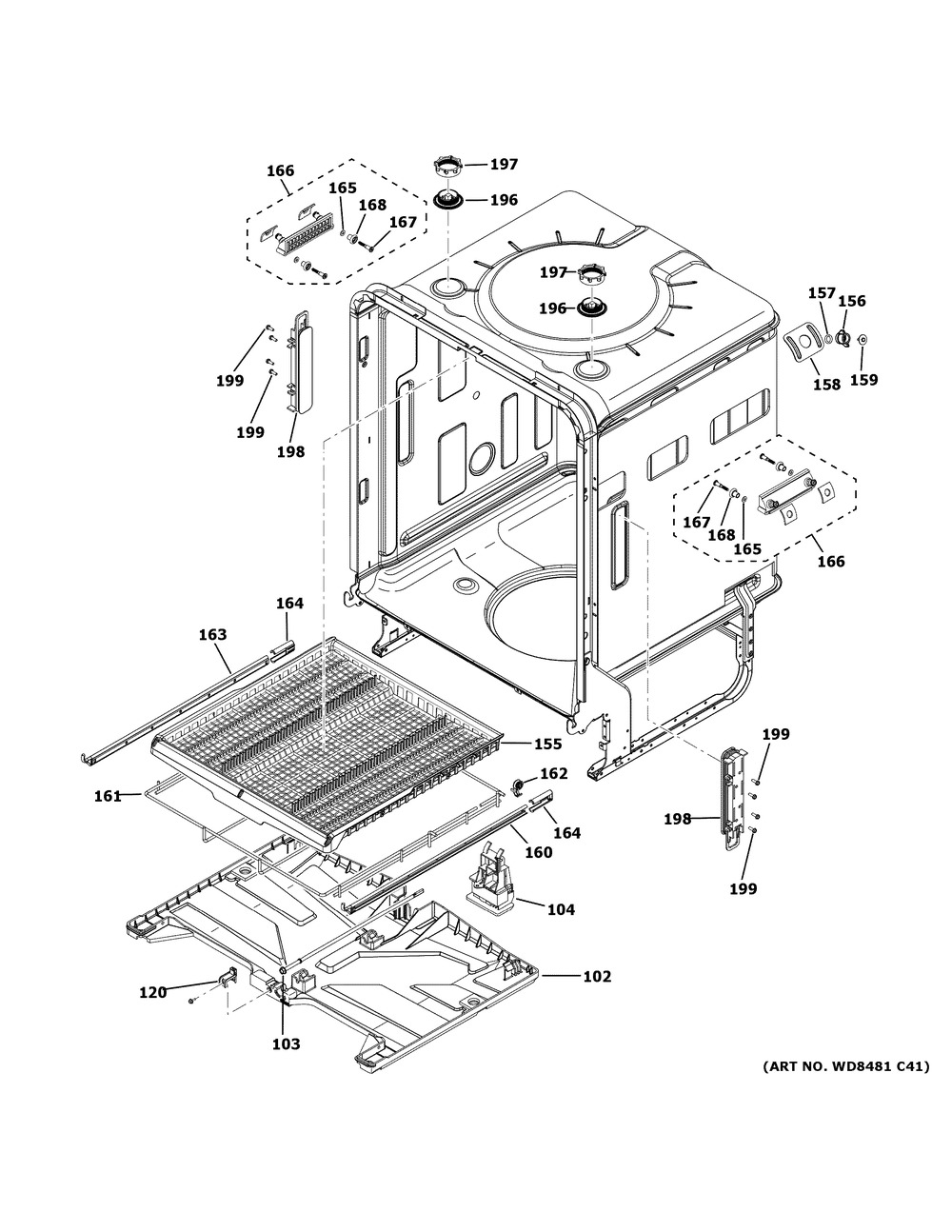 Body Parts 2 Diagram and Parts List for ZDT925SPN0SS  General Electric Dishwasher