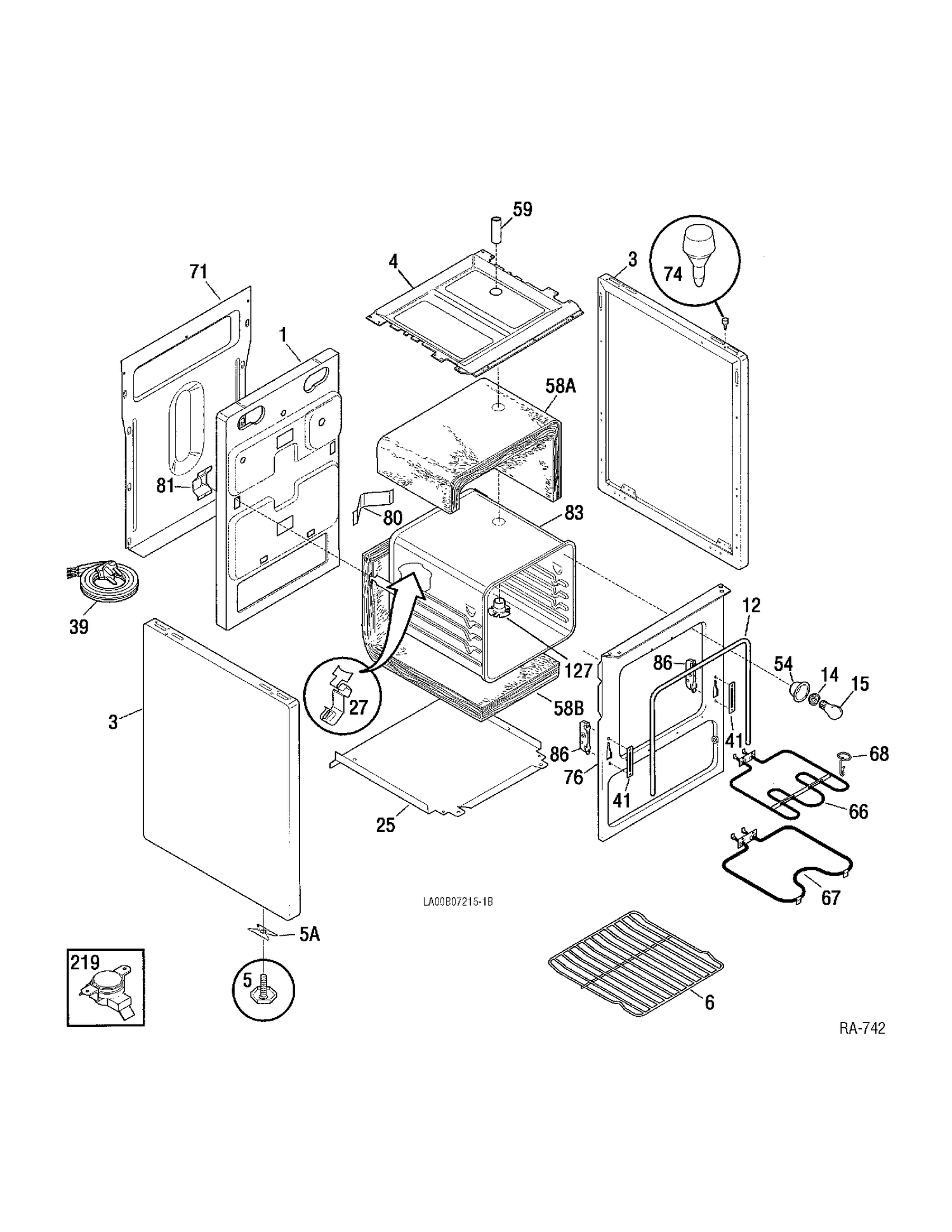 BODY Diagram and Parts List for CRMF2150VB-5  General Electric Range