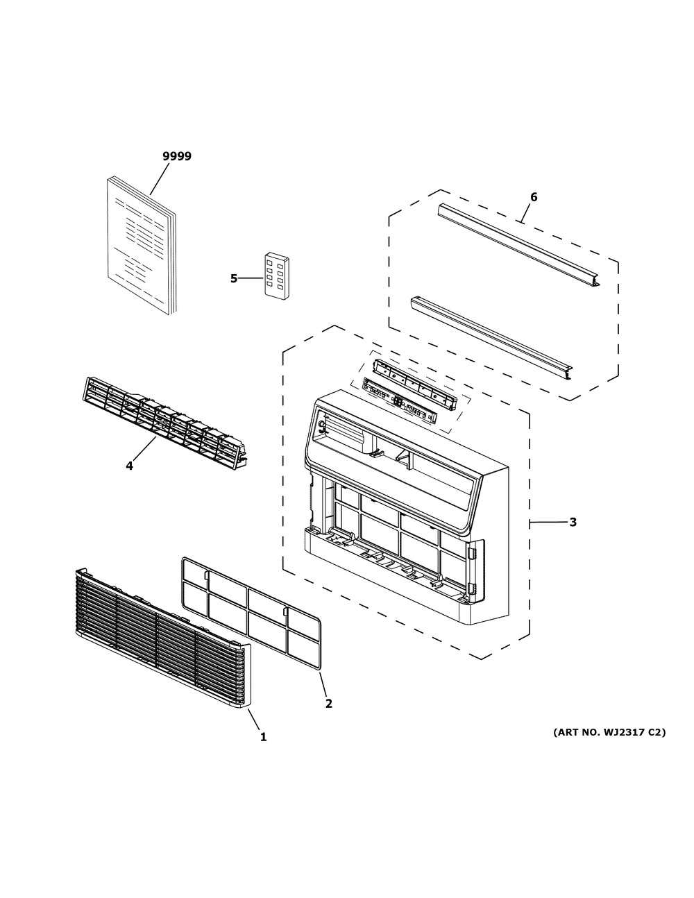 Room Air Conditioner Diagram and Parts List for AJEQ12DWHK1  General Electric Air Conditioner