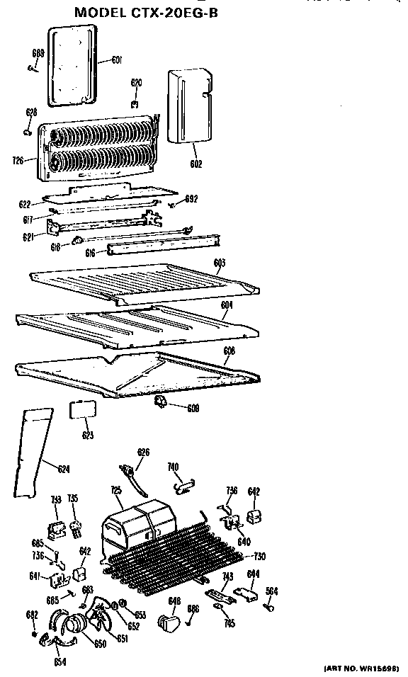 Unit Parts Diagram and Parts List for CTX20EGB  Hotpoint Refrigerator