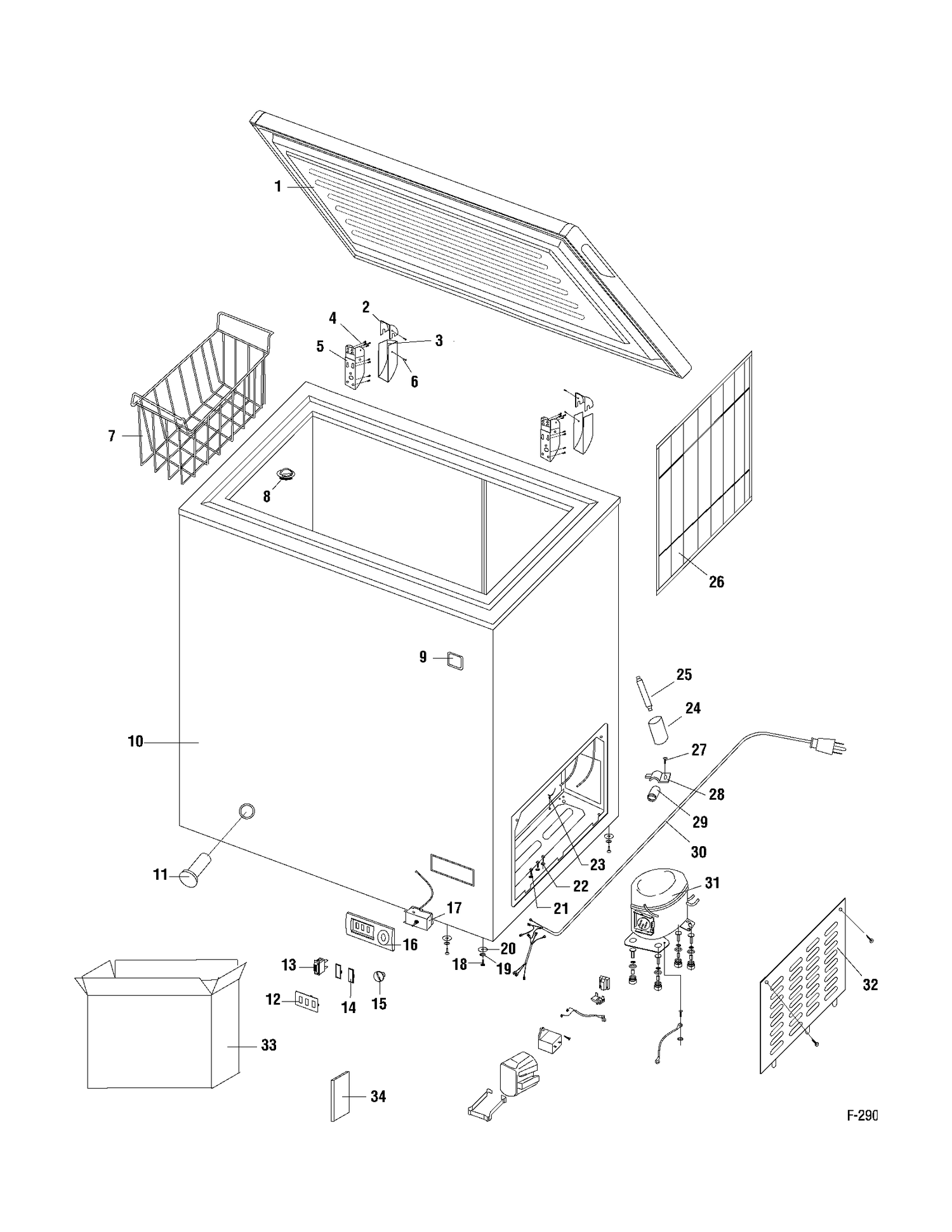 FREEZER Diagram and Parts List for MCM5SUAWW  General Electric Freezer