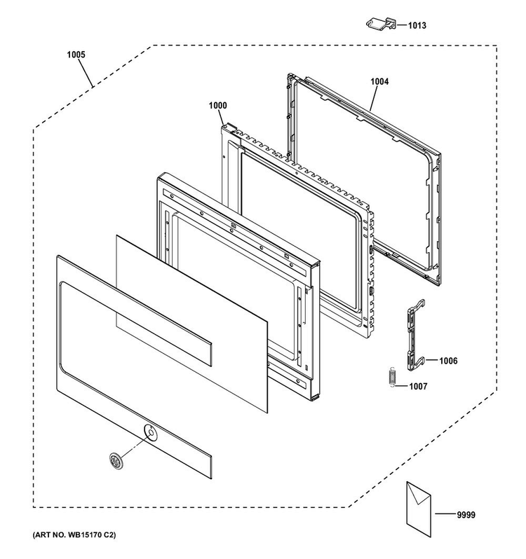 Door Parts Diagram and Parts List for CEB1590SS3SS  General Electric Microwave